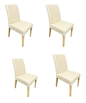 Set van 2 of 4 Malaga eetkamerstoelen, frame van massief eiken, bekleding beige | NordicStory