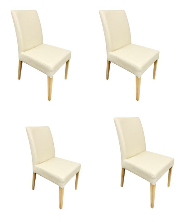 Set van 2 of 4 Malaga eetkamerstoelen, frame van massief eiken, bekleding beige | NordicStory