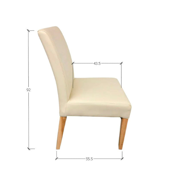 Set van 2 of 4 Malaga eetkamerstoelen, frame van massief eiken, bekleding beige | NordicStory