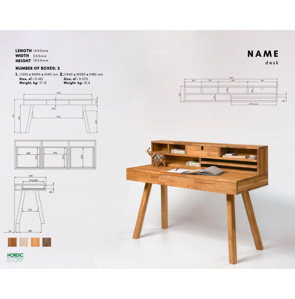 NordicStory Massief eiken bureau Einstein 2 met zwevende plank