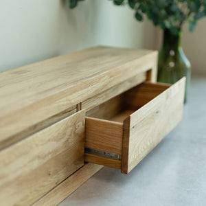 Eikenhouten zwevend dressoir consoletafel Sven, 120 / 100 x 25 x 30 cm | NordicStory