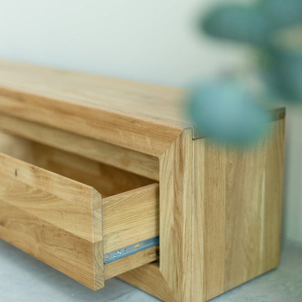 Eikenhouten zwevend dressoir consoletafel Sven, 120 / 100 x 25 x 30 cm | NordicStory