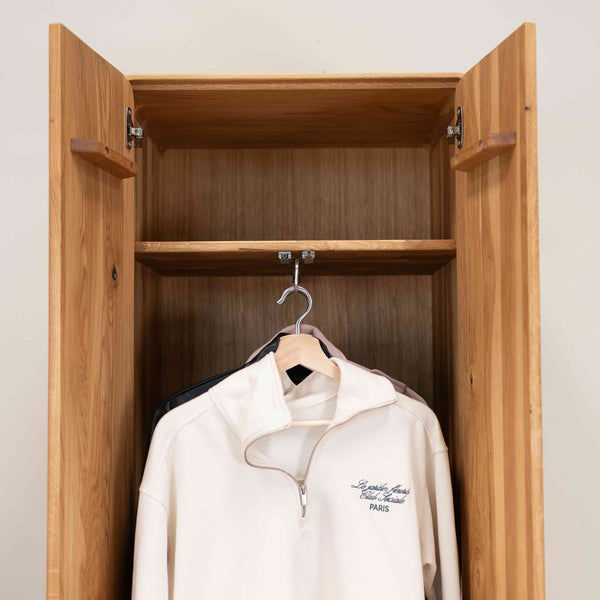 NordicStory 2-deurs kledingkast in massief eiken Geneva, 60 x 45 x 200 cm.