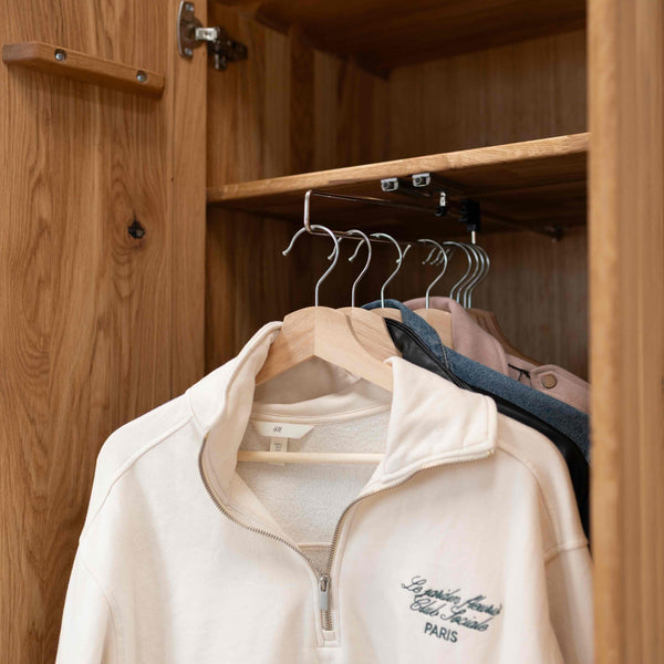 NordicStory 2-deurs kledingkast in massief eiken Geneva, 60 x 45 x 200 cm.