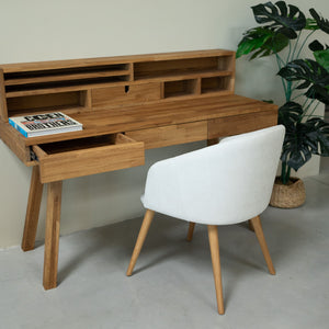 NordicStory Einstein 2 massief eiken bureau met zwevende plank 140 x 55 x 106 cm.