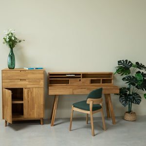 NordicStory Einstein 2 massief eiken bureau met zwevende plank 140 x 55 x 106 cm.