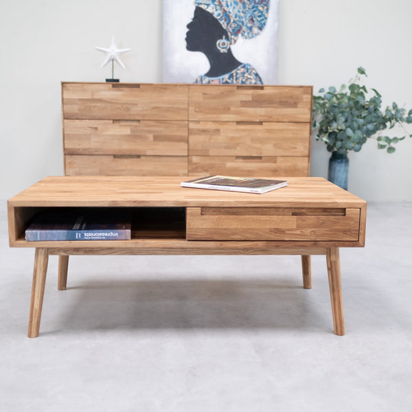 Massief eiken salontafel Escandi 8