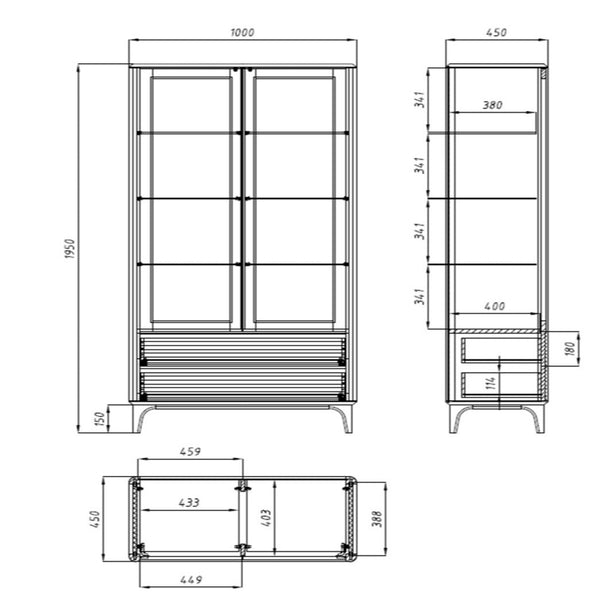 Vitrinekast Oxford 2 van duurzaam eikenhout
