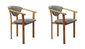 Set van 2 of 4 Alexis eetkamerstoelen, frame van massief eiken, bekleed in Scandinavisch grijs | NordicStory