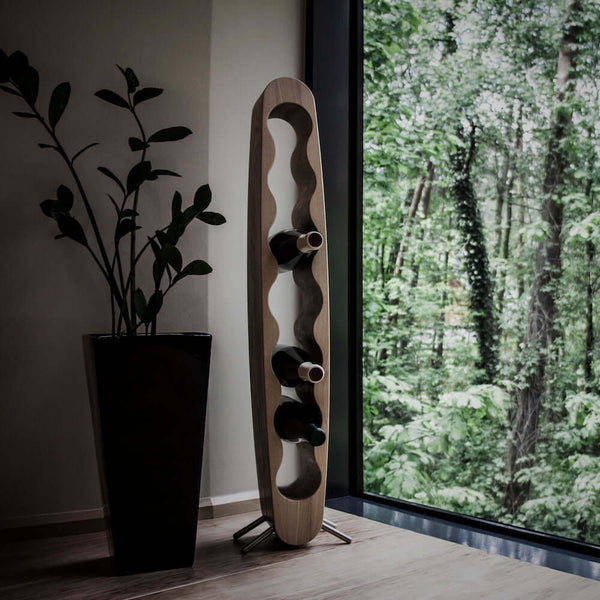 Handgemaakt eiken wijnrek EGG, wijnstandaard voor 7 flessenRoble.Store