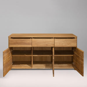 NordicStory Scandinavisch eiken massief houten ladekast dressoir kabinet