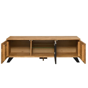 NordicStory Massief eiken tv-meubel met zwart metalen poten Moritz
