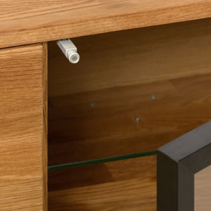 NordicStory Massief eiken tv-meubel met zwart metalen poten Moritz