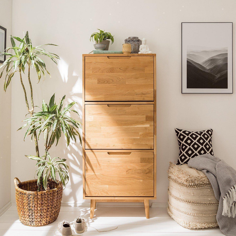 NordicStory Massief eiken schoenenrek Scandinavische nordic schoenenkast