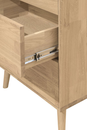 Eikenhouten hoge ladekast Escandi 6 NordicStory RobleStore