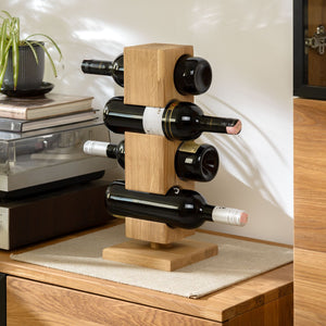 NordicStory Alma eikenhouten wijnrek, wijnstandaard voor 4 flessen