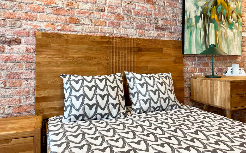 NordicStory, massief eikenhout, nordic style, scandinavische stijl, slaapkamer meubels, houten bed, houten hoofdbord, houten bed, houten hoofdbord