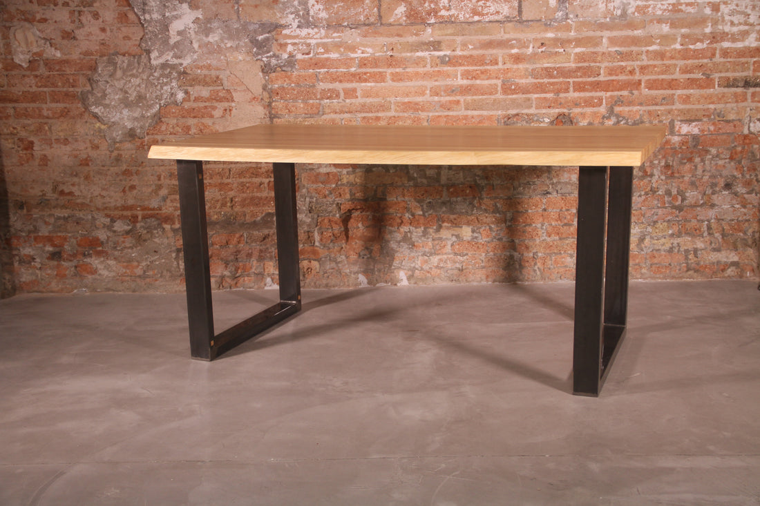 industriële loft tafel massief hout