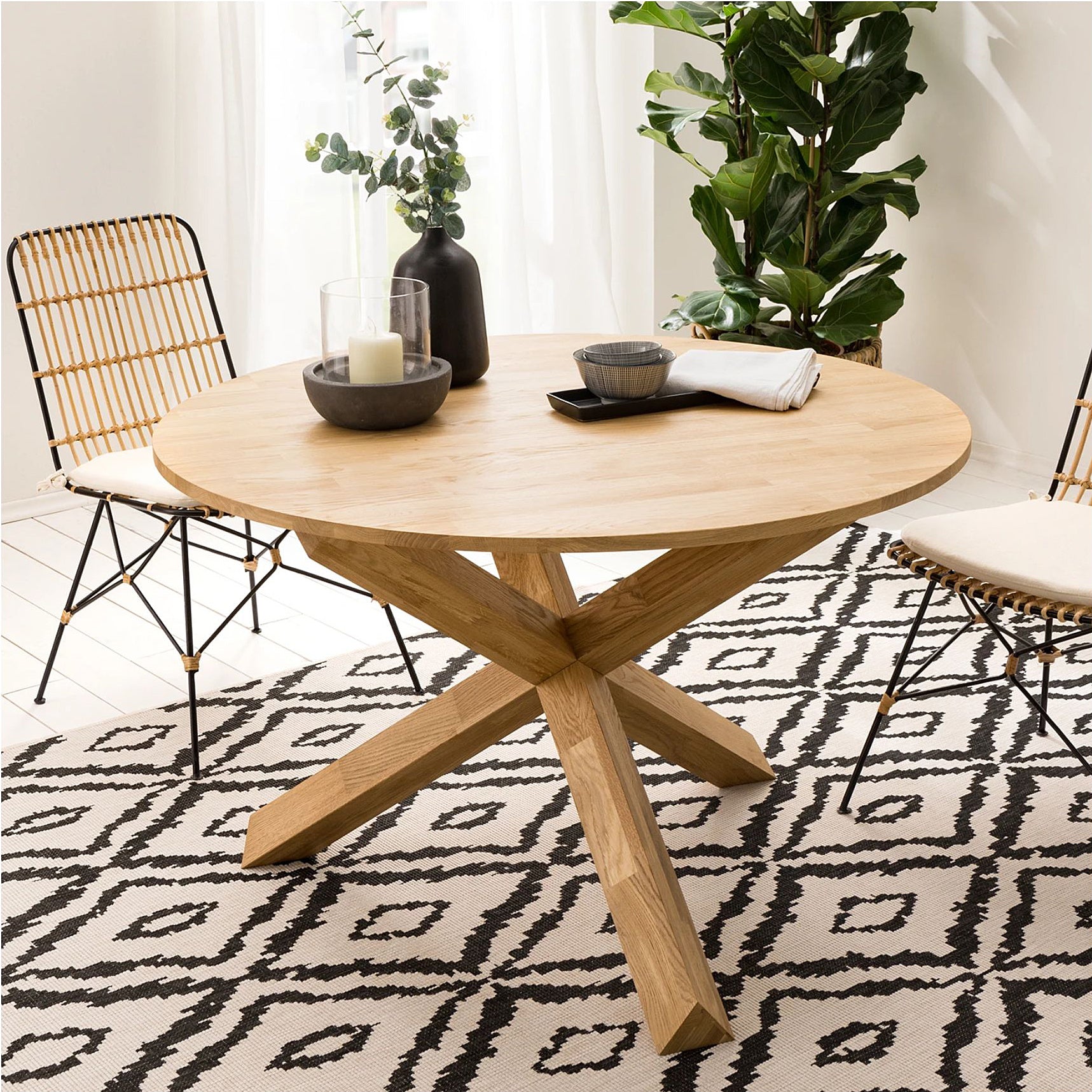 NordicStory Massief houten ronde eettafel 