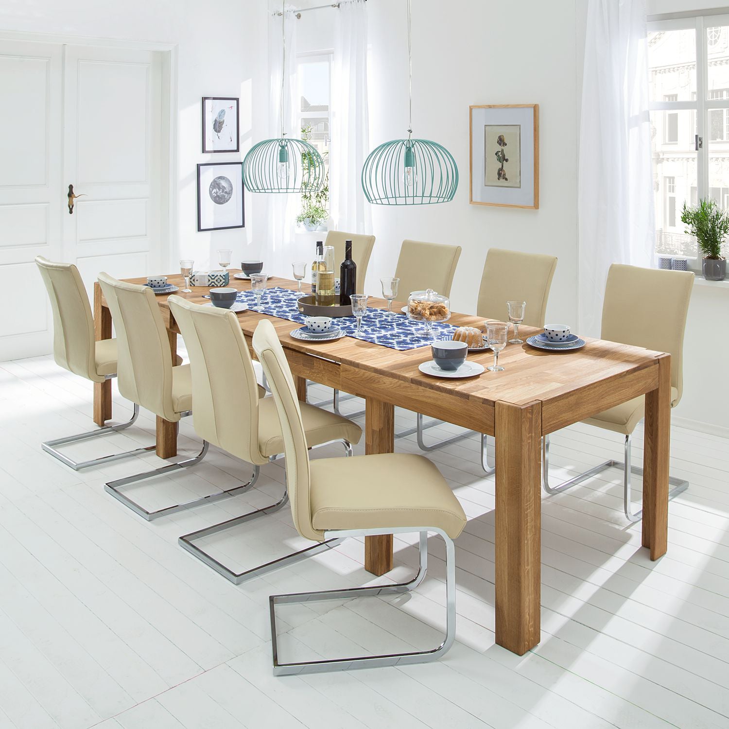 NordicStory uitschuifbare eettafel massief eiken rustiek hout