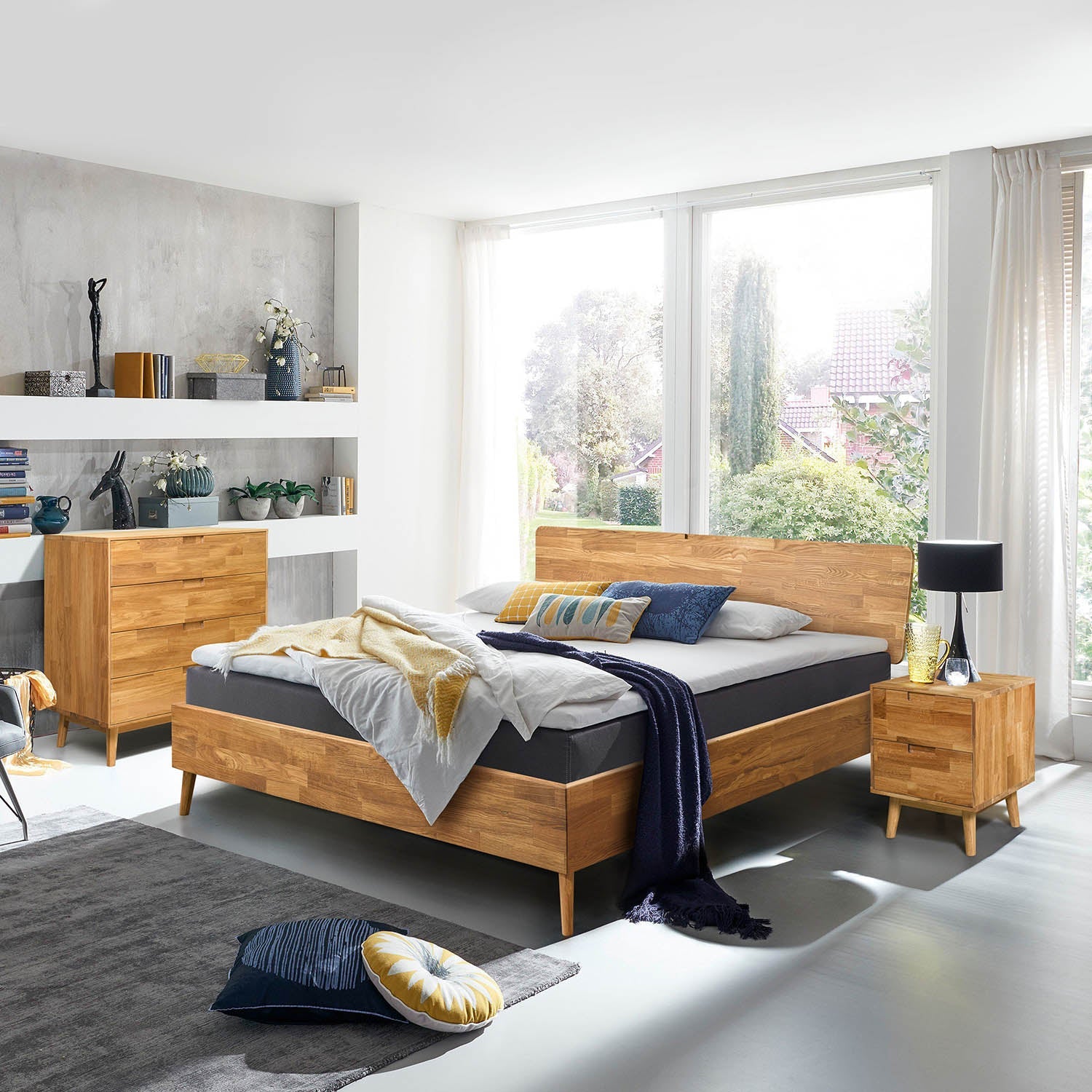 massief eiken natuurhouten bed