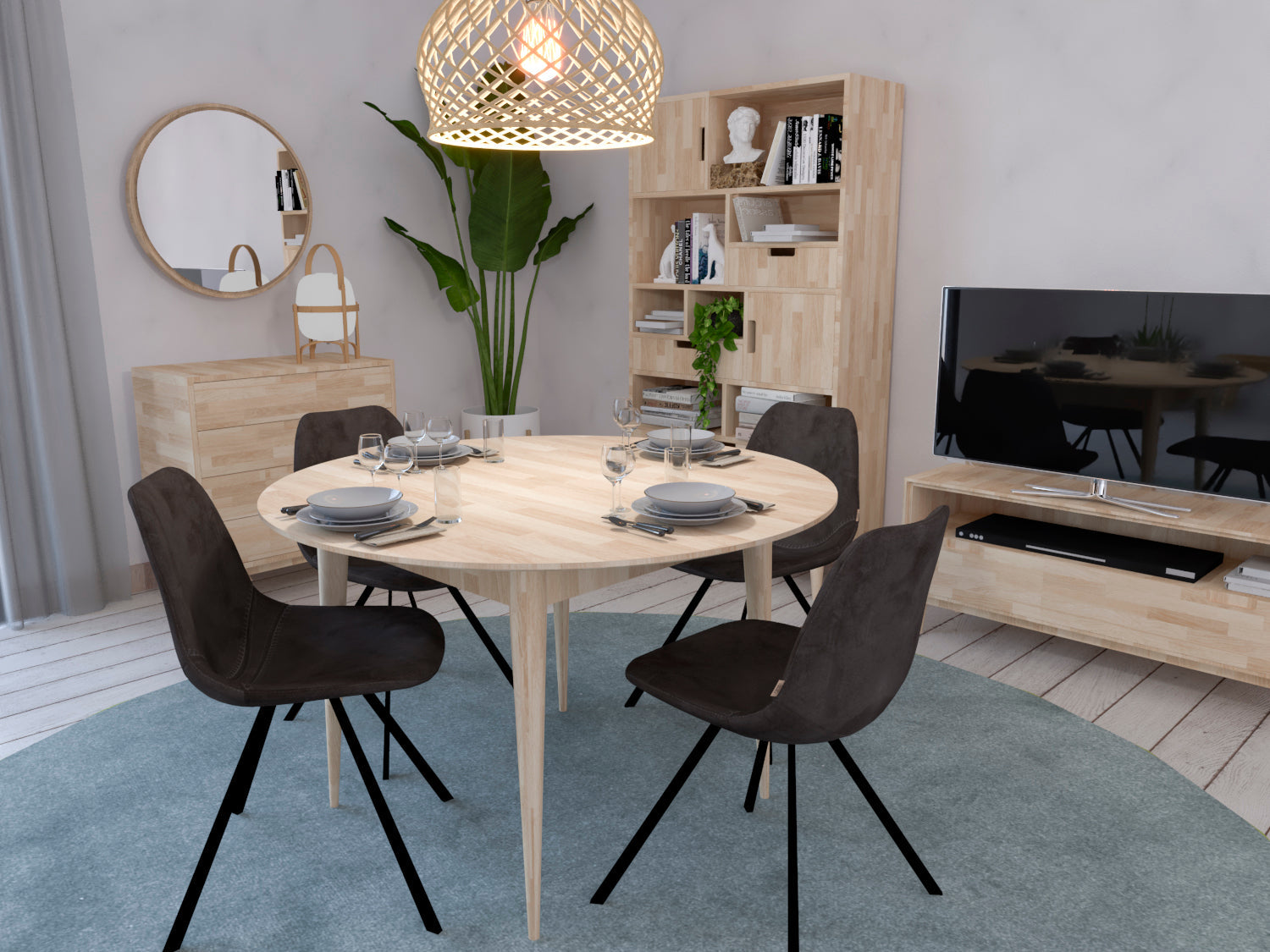 NordicStory, eettafel, massief eiken, Scandinavische stijl, Scandinavische stijl