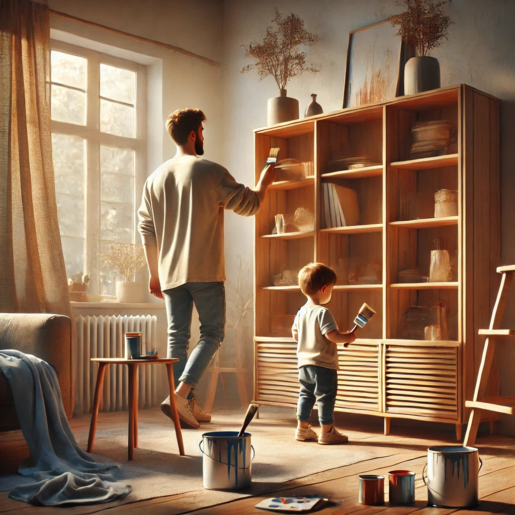 Een houten plank verven