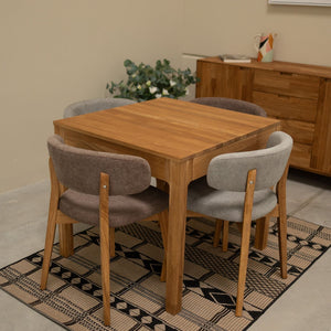 Set van 2 of 4 Claus massief eiken eetkamerstoelen, bekleed in grijs of bruin | VESKOR