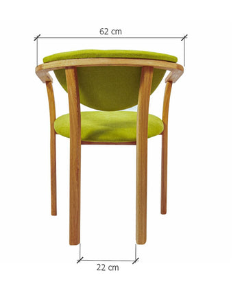 Set van 2 of 4 Alexis eetkamerstoelen, frame van massief eiken, bekleding in levend groen | NordicStory