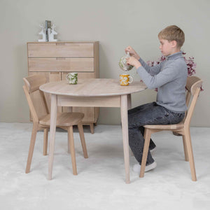 Ronde uitschuifbare eettafel in massief eiken Escandi 3, 100-130 x 100 x 75 cm | NordicStory