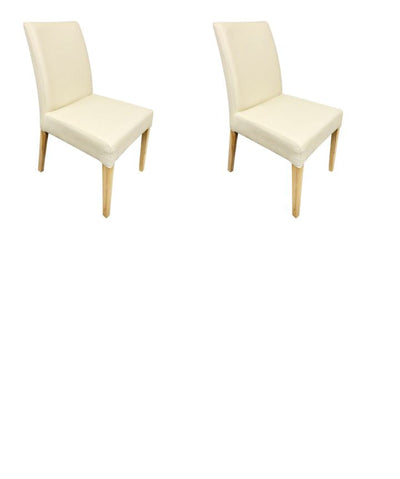Set van 2 of 4 Malaga eetkamerstoelen, frame van massief eiken, bekleding beige | NordicStory