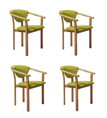 Set van 2 of 4 Alexis eetkamerstoelen, frame van massief eiken, bekleding in levend groen | NordicStory