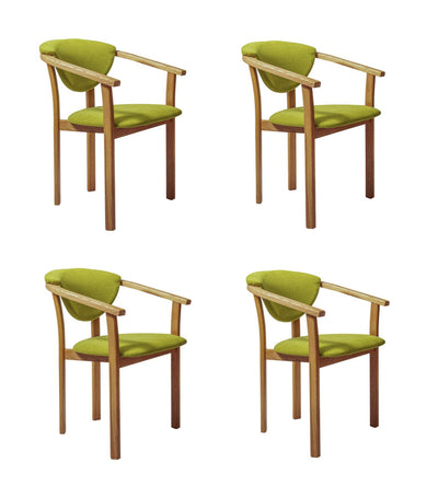 Set van 2 of 4 Alexis eetkamerstoelen, frame van massief eiken, bekleding in levend groen | NordicStory