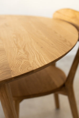 Ronde uitschuifbare eettafel in massief eiken Escandi 3, 100-130 x 100 x 75 cm | NordicStory