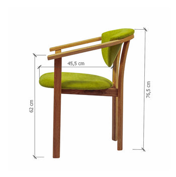 Set van 2 of 4 Alexis eetkamerstoelen, frame van massief eiken, bekleding in levend groen | NordicStory