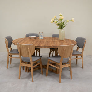 Set van 2 of 4 Nova eetkamerstoelen, frame van massief eiken, bekleding | NordicStory