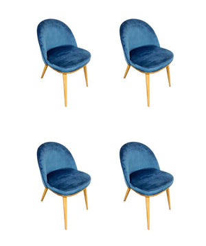 Set van 2 of 4 Clara eetkamerstoelen, frame van massief eiken, bekleding in Monako Blue | NordicStory
