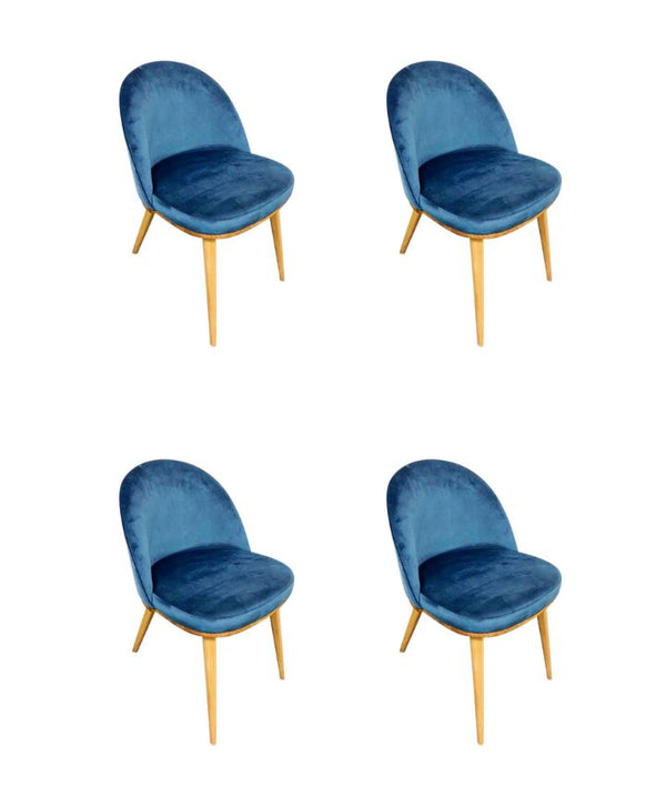 Set van 2 of 4 Clara eetkamerstoelen, frame van massief eiken, bekleding in Monako Blue | NordicStory