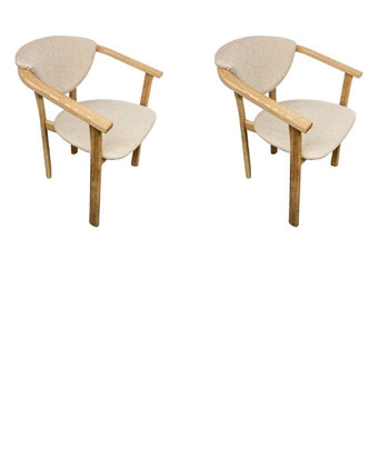 Set van 2 of 4 Alexis eetkamerstoelen, frame van massief eiken, bekleding beige | NordicStory