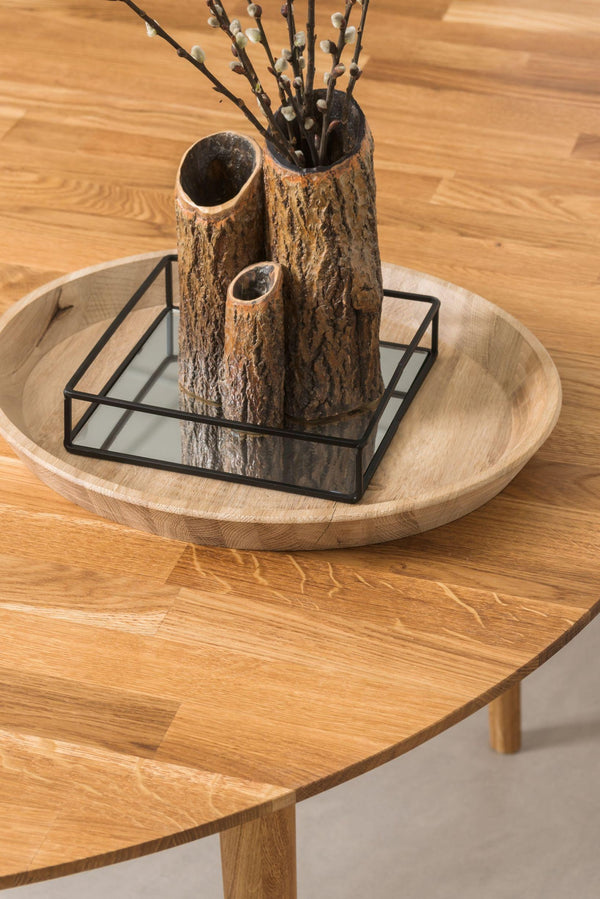 Ronde uitschuifbare eettafel in massief eiken Escandi 3, 100-130 x 100 x 75 cm | NordicStory