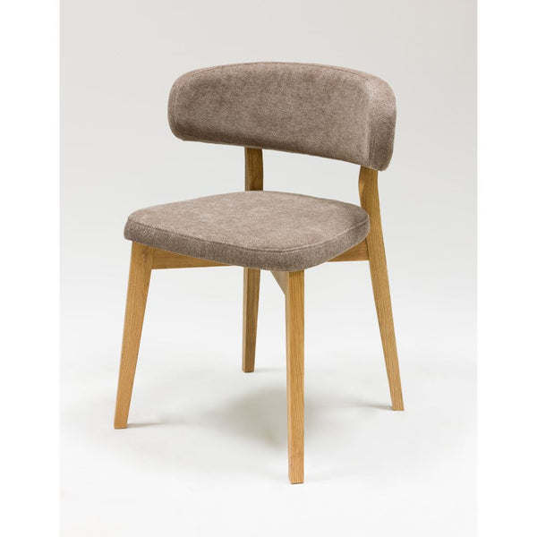 Set van 2 of 4 Claus massief eiken eetkamerstoelen, bekleed in grijs of bruin | VESKOR