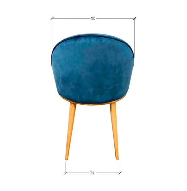 Set van 2 of 4 Clara eetkamerstoelen, frame van massief eiken, bekleding in Monako Blue | NordicStory
