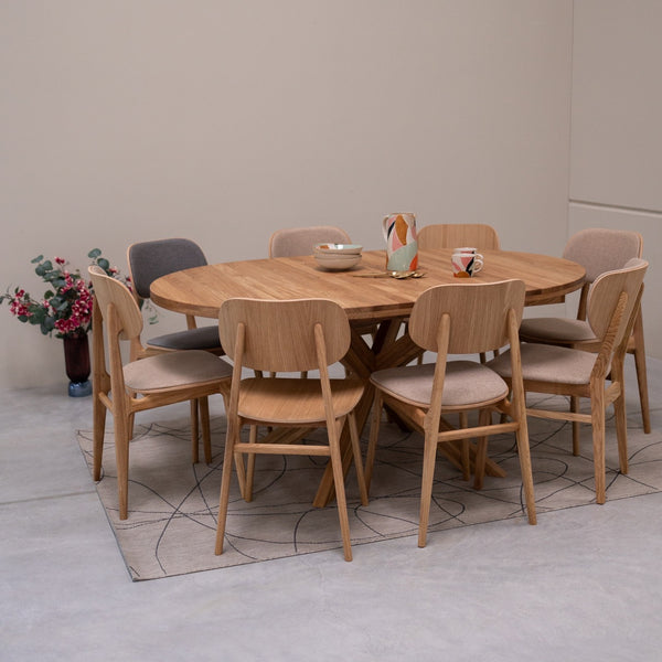 NordicStory Holger ronde uitschuifbare eettafel van massief eikenhout