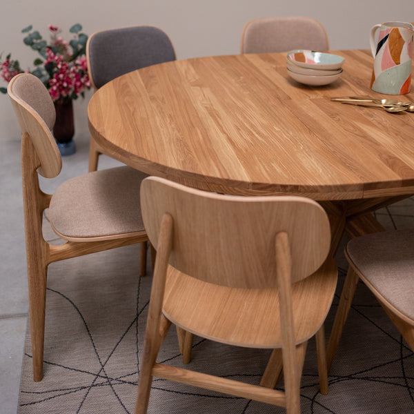 NordicStory Holger ronde uitschuifbare eettafel van massief eikenhout