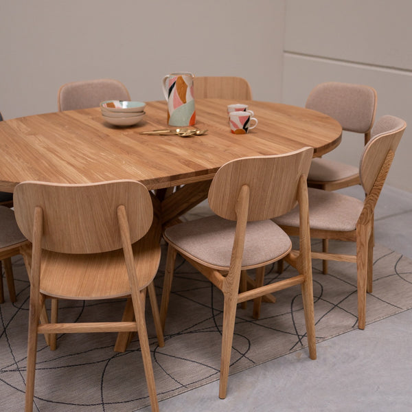 NordicStory Holger ronde uitschuifbare eettafel van massief eikenhout