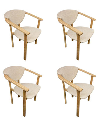 Set van 2 of 4 Alexis eetkamerstoelen, frame van massief eiken, bekleding beige | NordicStory