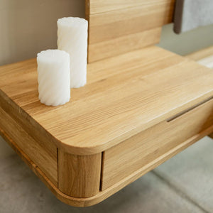 Massief eikenhouten bed met aanbouwtafeltjes ALINA | VESKOR