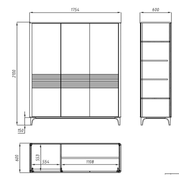 Eiken massief houten kledingkast Oxford 4