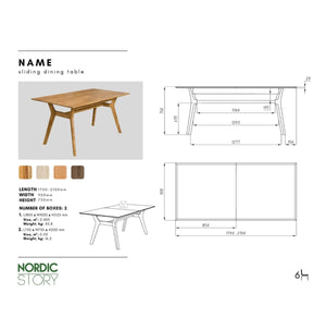 NordicStory uitschuifbare eettafel in massief eiken Harold