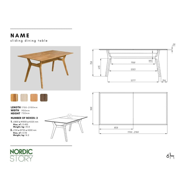 NordicStory uitschuifbare eettafel in massief eiken Harold
